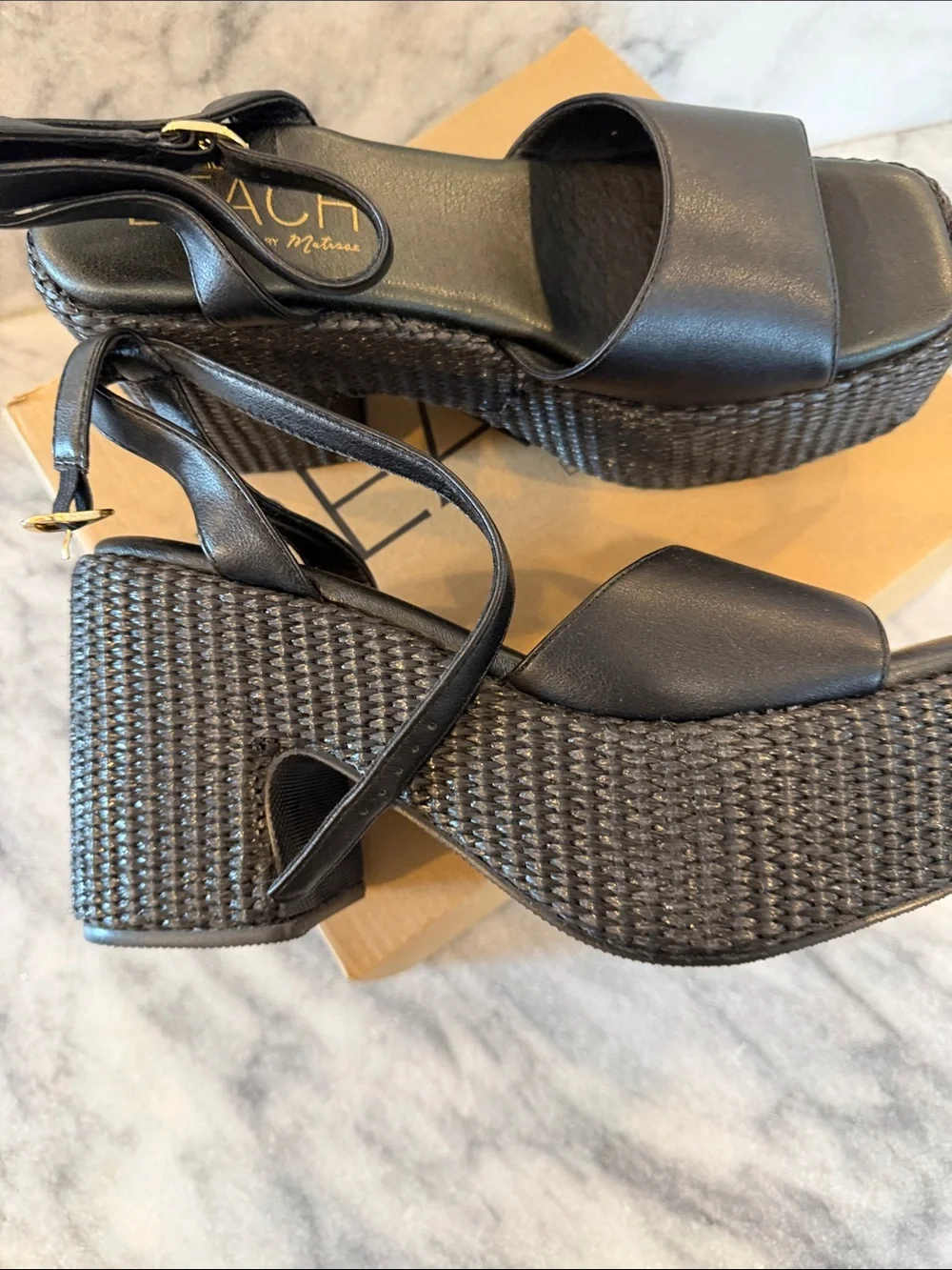 Matisse Black Woven Platform Sandals